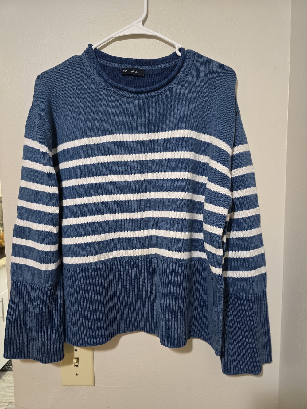 GAP Blue & White Striped Crewneck Sweater